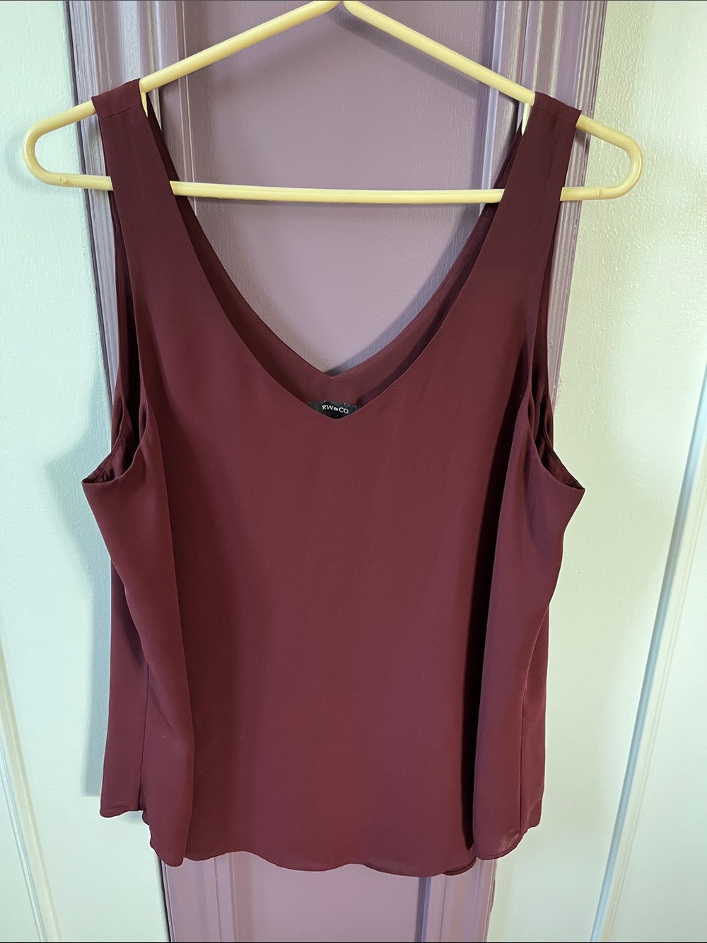 RW&CO. Sleeveless V-Neck Blouse in Deep Wine